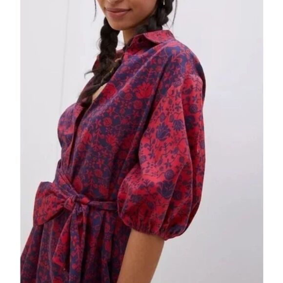 ~ Anthropologie XL Sachin & Babi Nightingale Mini Boho Dress Red Blue Floral - Picture 4 of 16